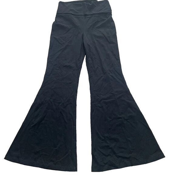 aerie Offline Women's Sz Small Black OG Foldover Hi-Waisted Super Flare Leggings - Picture 1 of 4